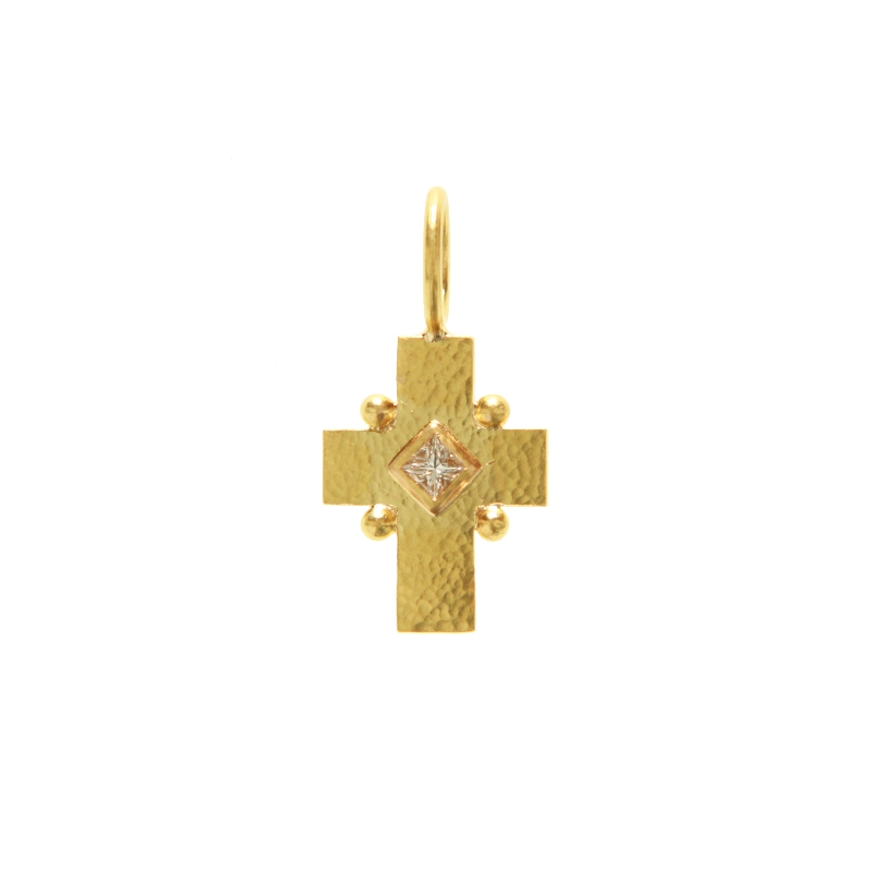 Gold Cross with Diamond Pendant