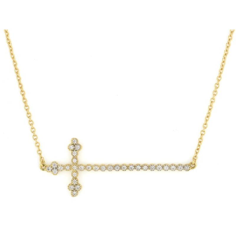 Jude Frances Provence Champagne Delicate Cross Bar Necklace