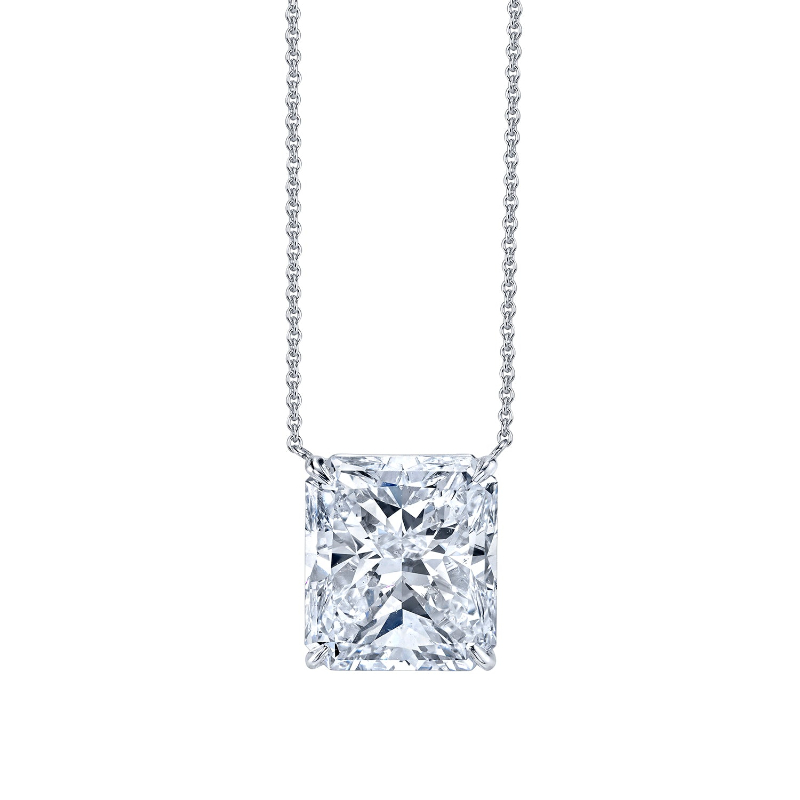 Norman Silverman 8 Carat Radiant Cut Diamond Platinum Pendant