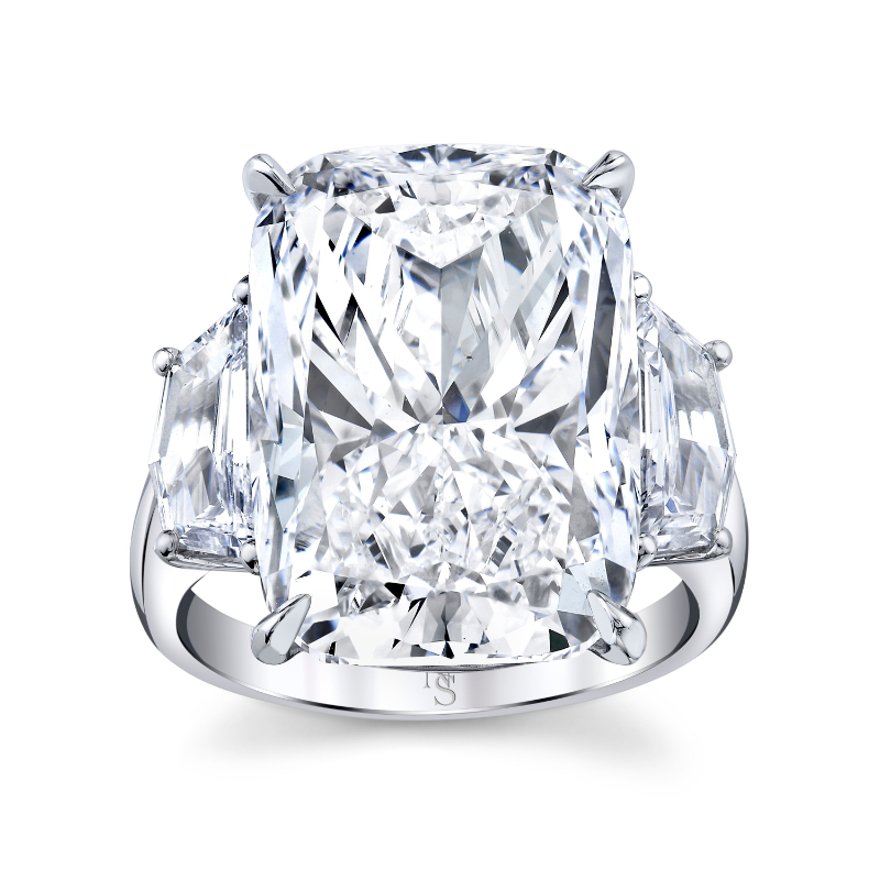 Norman Silverman 16.71 Carat Cushion Cut Diamond Ring