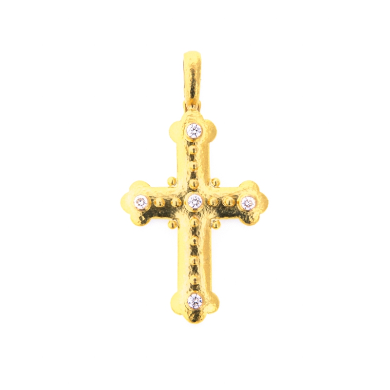 Byzantine Cross with Diamonds Pendant