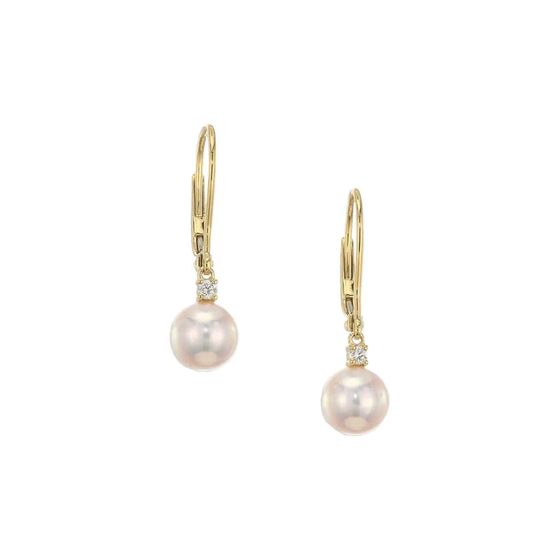 Mikimoto Akoya Cultured Pearl And Diamond Classic Leverback Earrings