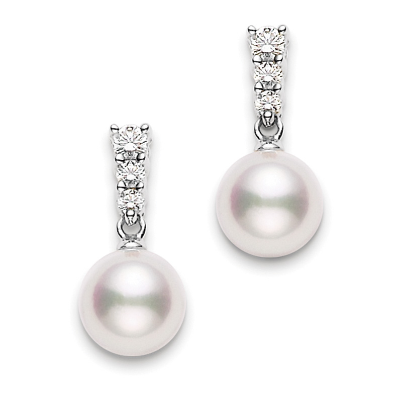 Mikimoto Earrings Akoya 8.00mm D-0.29ct(6) 18kwg
