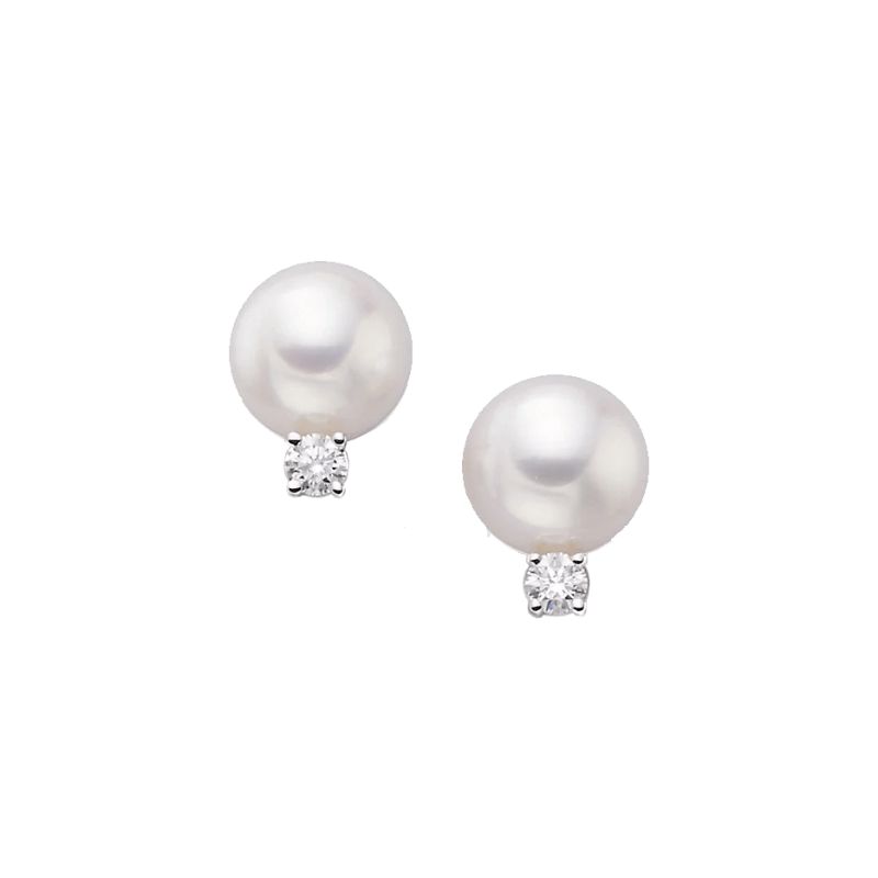Mikimoto 18K White Gold Rhodium Plated Everyday Essentials Akoya Pearl Stud Earrings