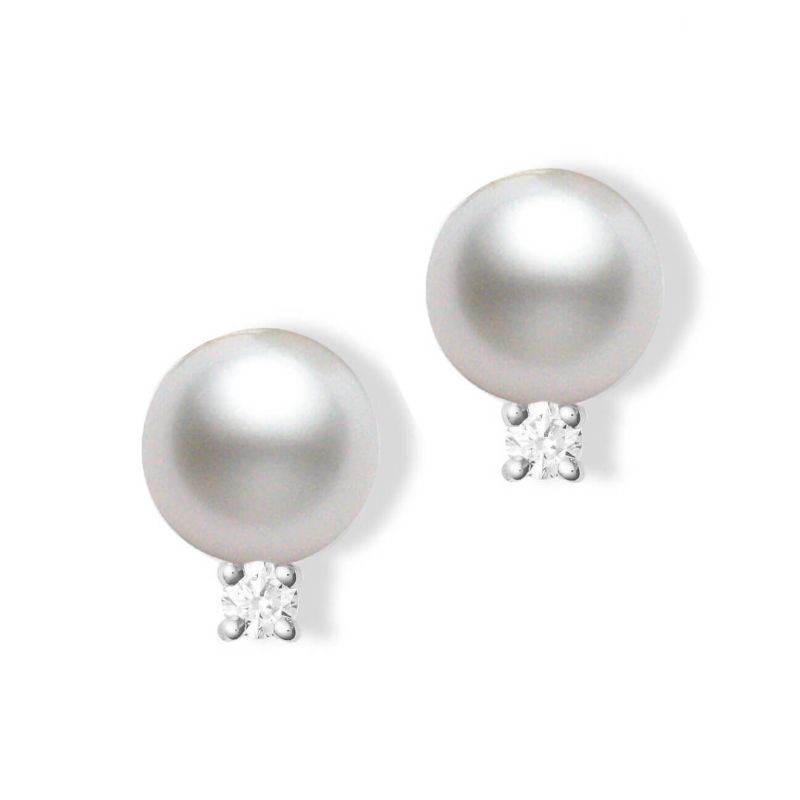 Mikimoto 18K White Gold Rhodium Plated Everyday Essentials Akoya Pearl Earrings