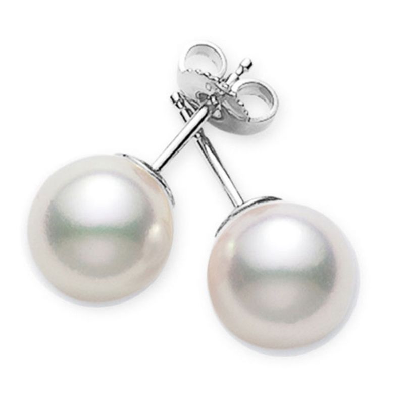 Mikimoto 18K White Gold Rhodium Plated Everyday Essentials Pearl Stud Earrings