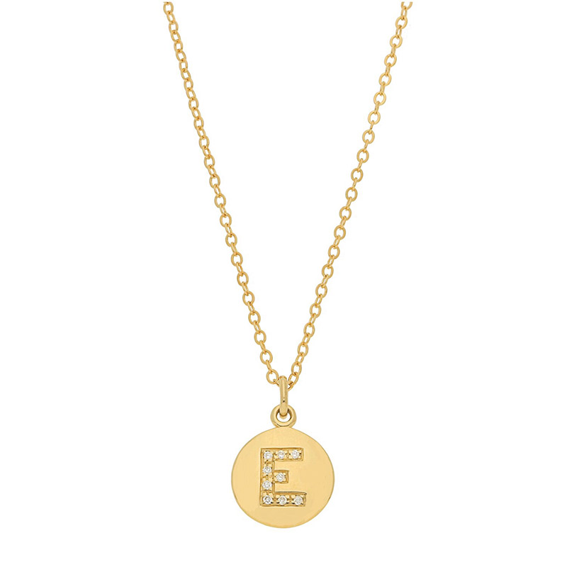 Deutsch Signature Disc Pendant with Pave Diamond Letter