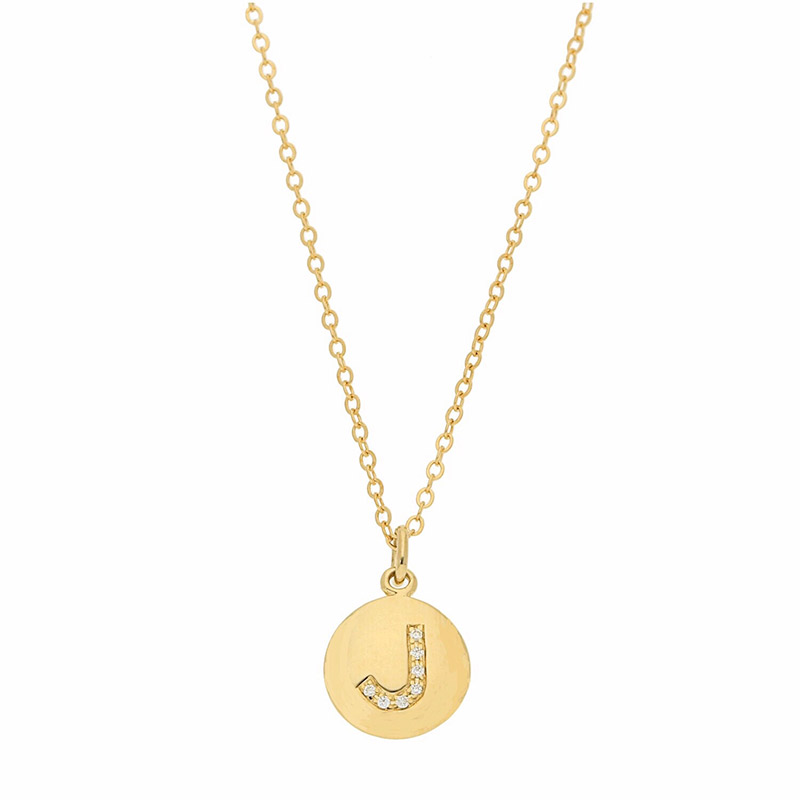 Deutsch Signature Disc Pendant with Pave Diamond Letter