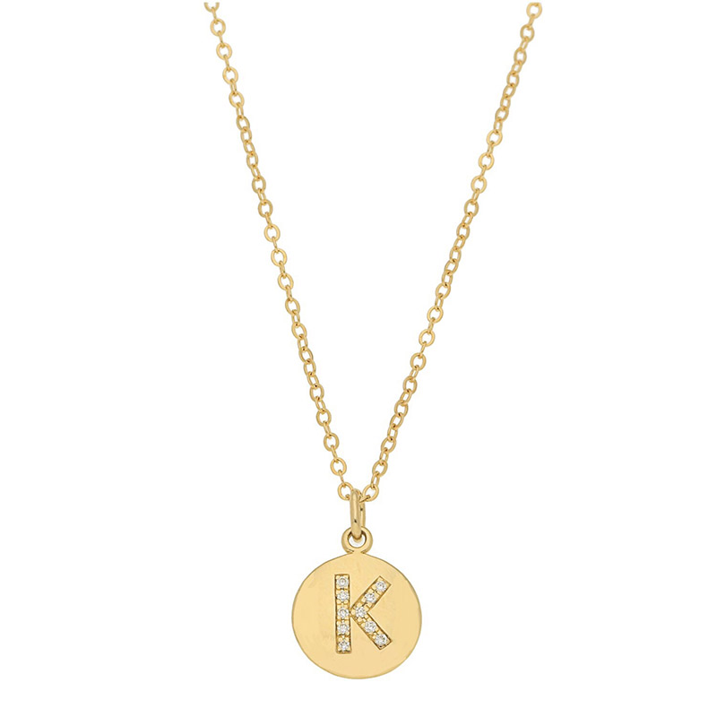 Deutsch Signature Disc Pendant with Pave Diamond Letter