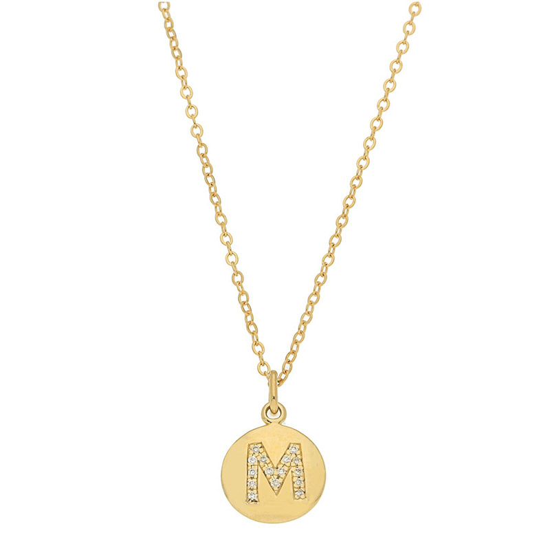 Deutsch Signature Disc Pendant with Pave Diamond Letter