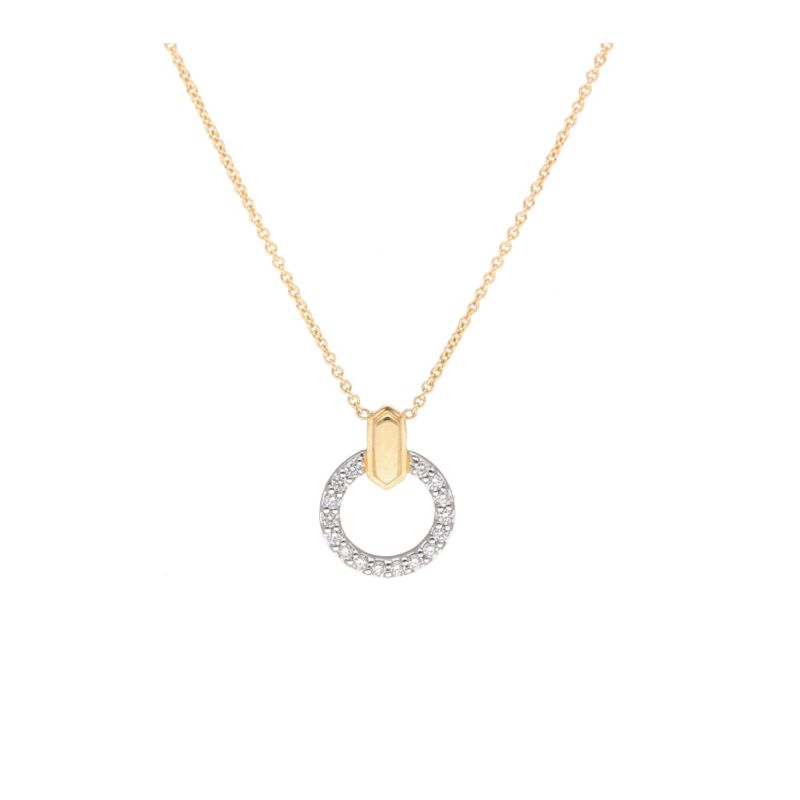 Deutsch Signature Diamond Circle with Gold Bar Pendant