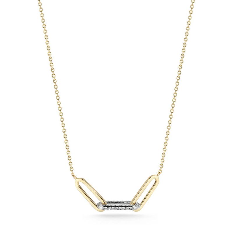 Deutsch Signature 3 Paperclip Links, One with Diamonds Necklace