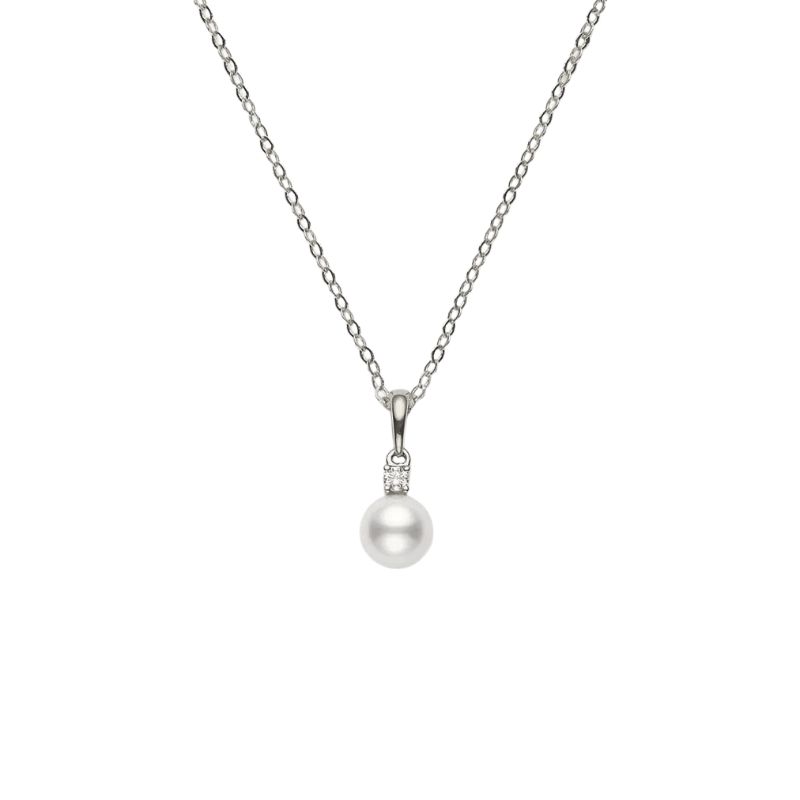 Mikimoto 18K White Gold Rhodium Plated Everyday Essentials Pearl Pendant Necklace