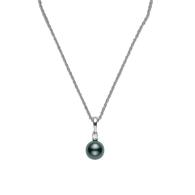 Mikimoto 18K White Gold Rhodium Plated Everyday Essentials Black South Sea Pearl Pendant Necklace