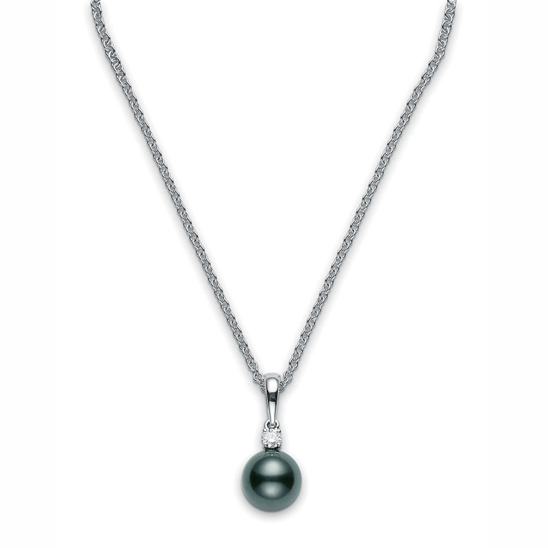 Mikimoto Pendant Black South Sea Pearl and Diamond Pendant