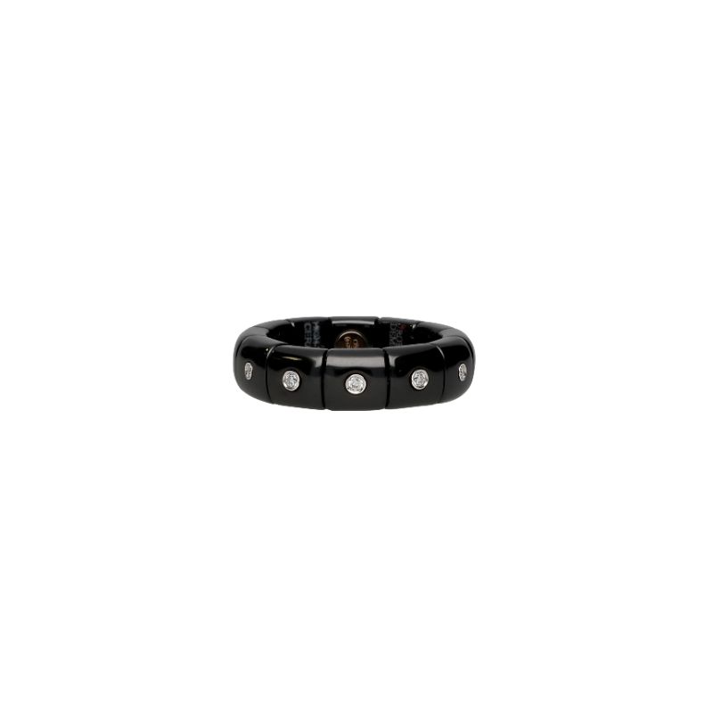 Black Ceramic Eternity Ring with Diamond Bezels