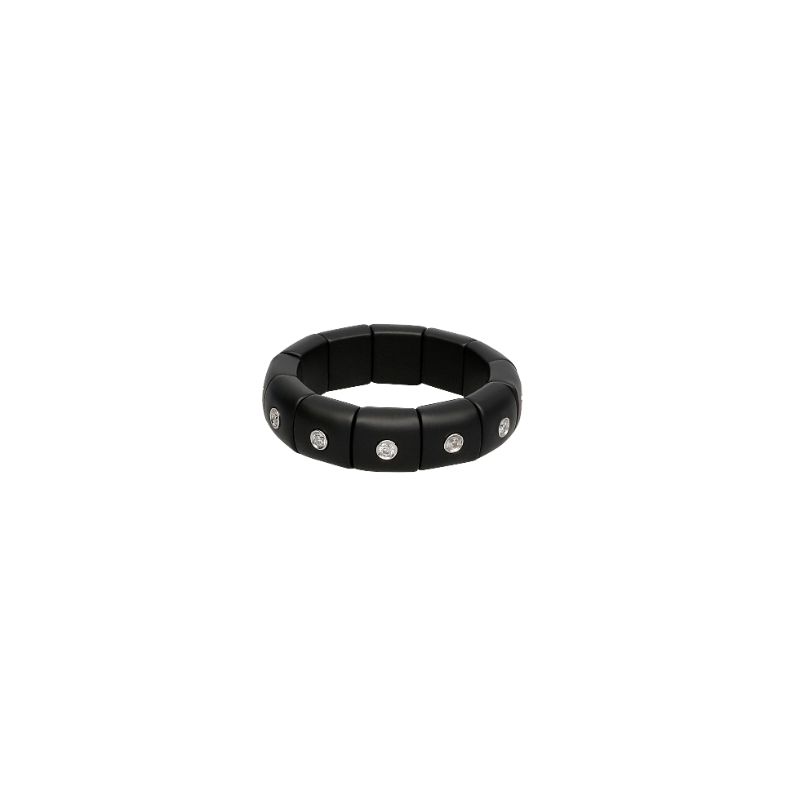 Black Ceramic Eternity Ring with Diamond Bezels