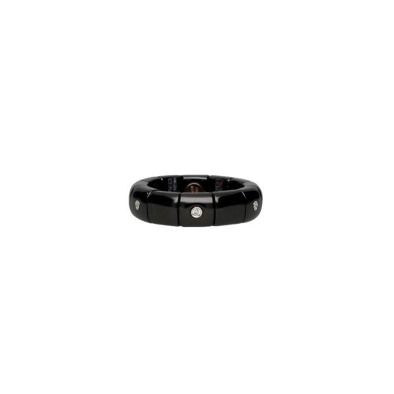Black Ceramic Eternity Ring with Alternating Diamond Bezels
