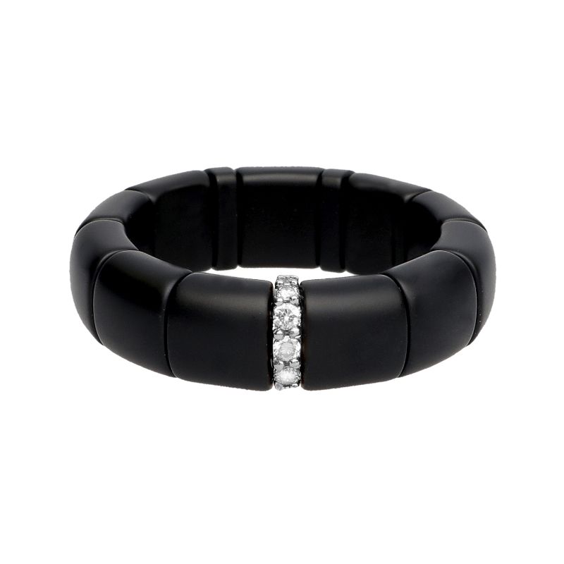 Matte Black Ceramic Ring with 1 Diamond Section