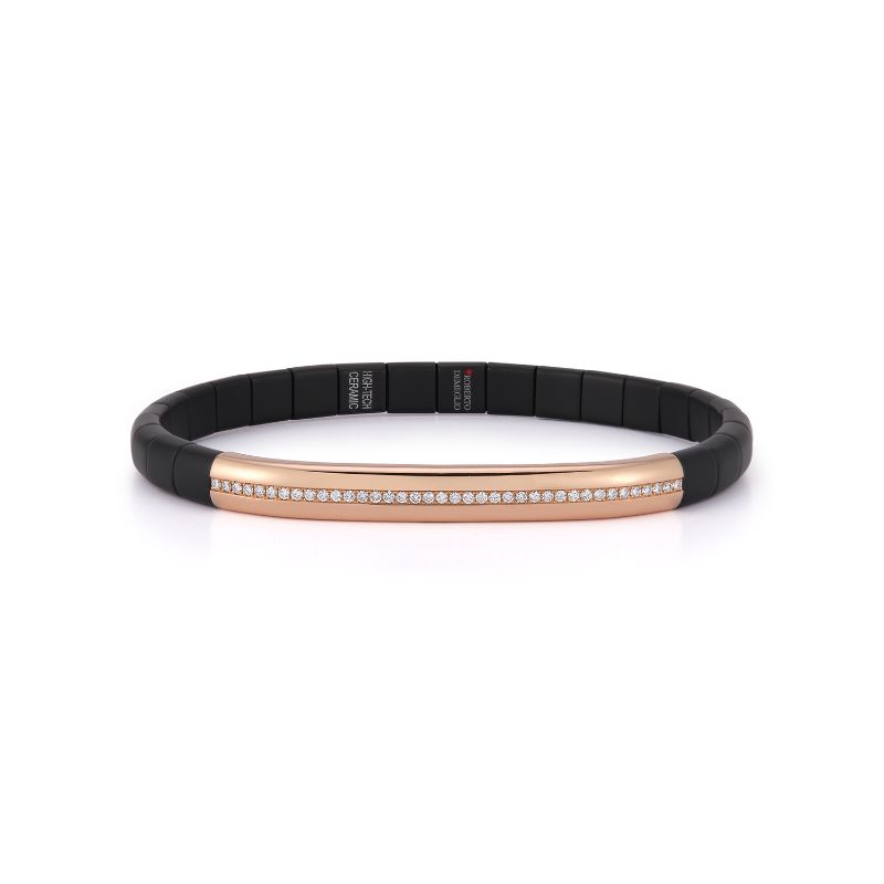 Deutsch Signature Manetta Matte Black Ceramic with 18K Rose Gold and Diamond Bar