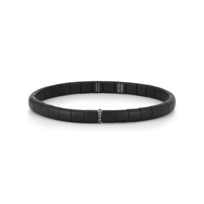 Deutsch Signature Pura Matte Black Ceramic Bracelet with One Black Diamond Row