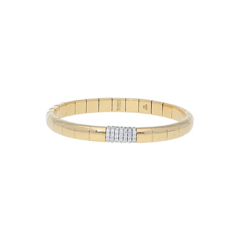 18K Yellow Gold Stretch Bracelet with 7 Diamond Sections