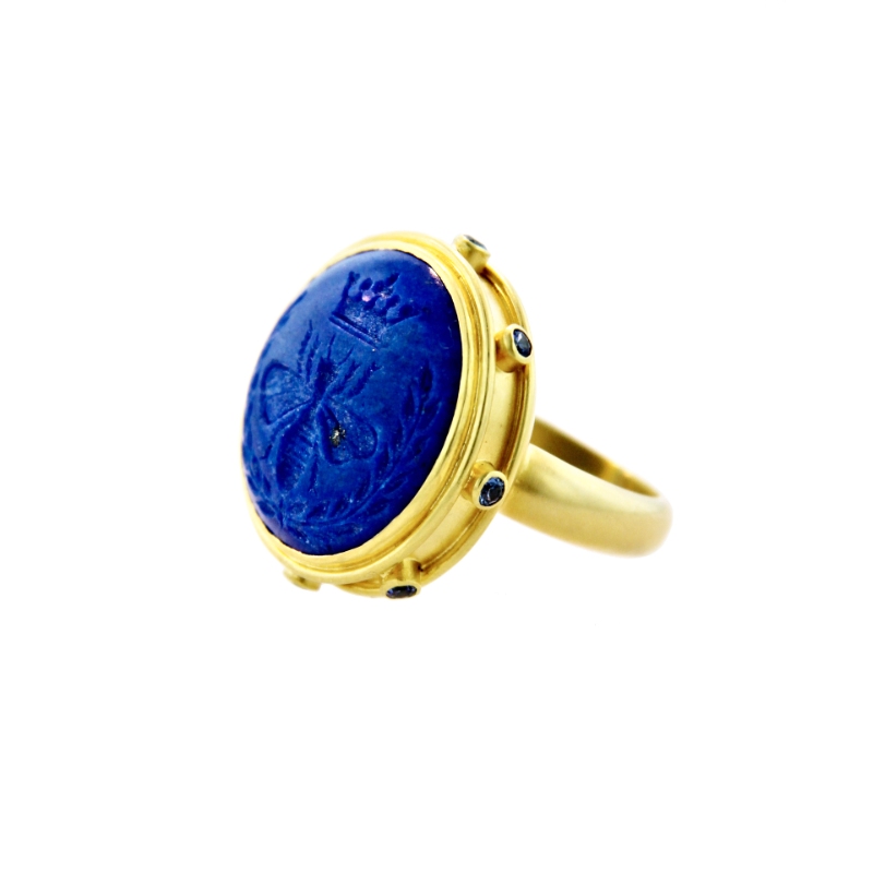 Round Lapis 'Queen Bee' Ring