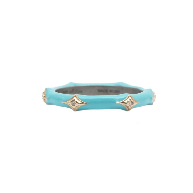 Rose Turq Enamel Stack Ring