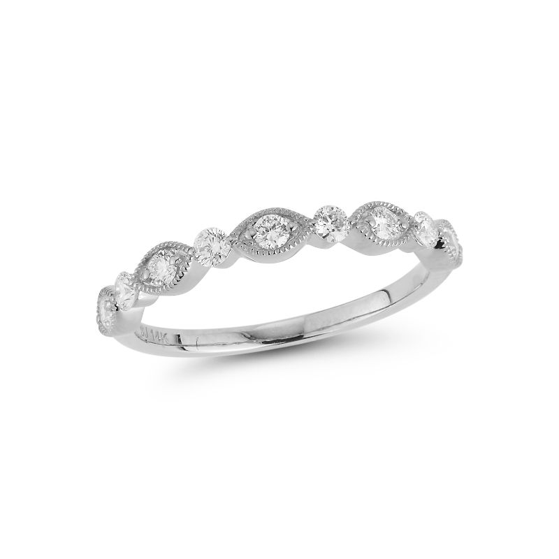 Deutsch Signature Marquise and Round Shapes Diamond Half Way Around Ring