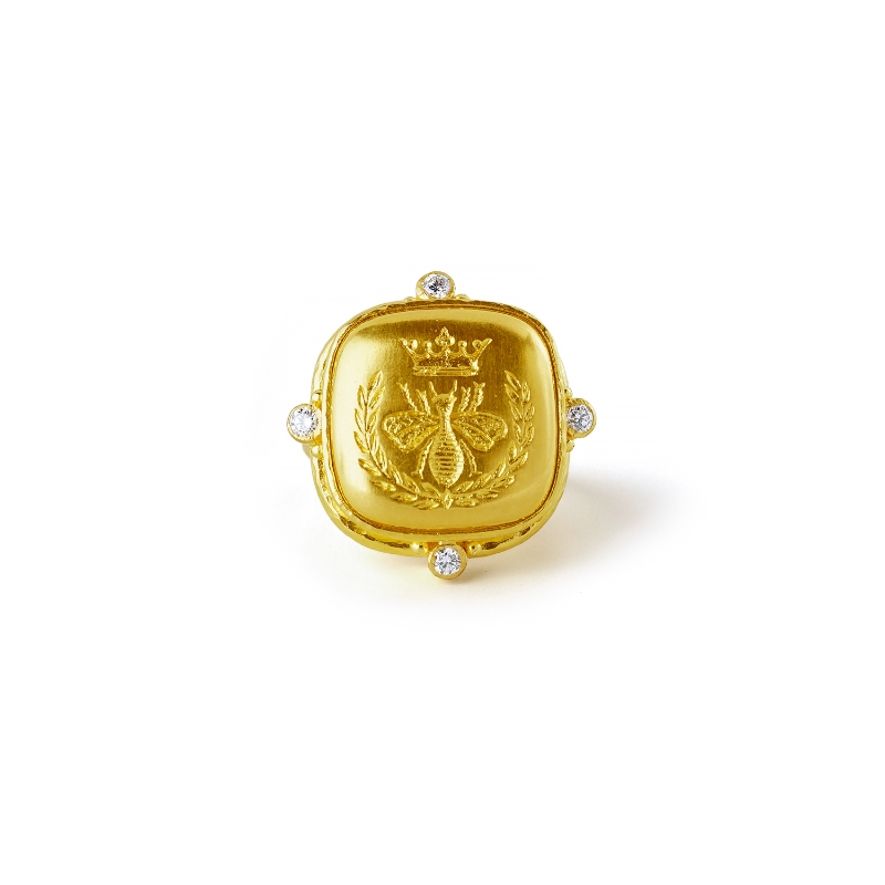 Gold 'Queen Bee' Ring with Diamonds
