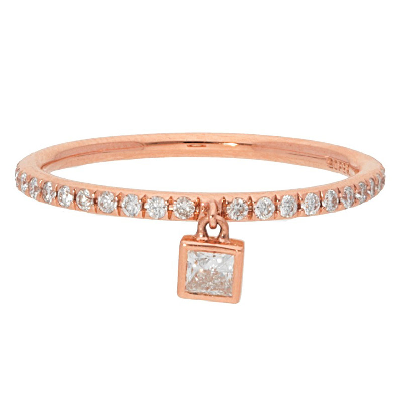 Deutsch Signature Diamond Pave Band with Dangling Charm Princess cut