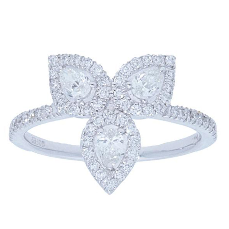 Deutsch Signature Triple Pear Halo Diamond Ring