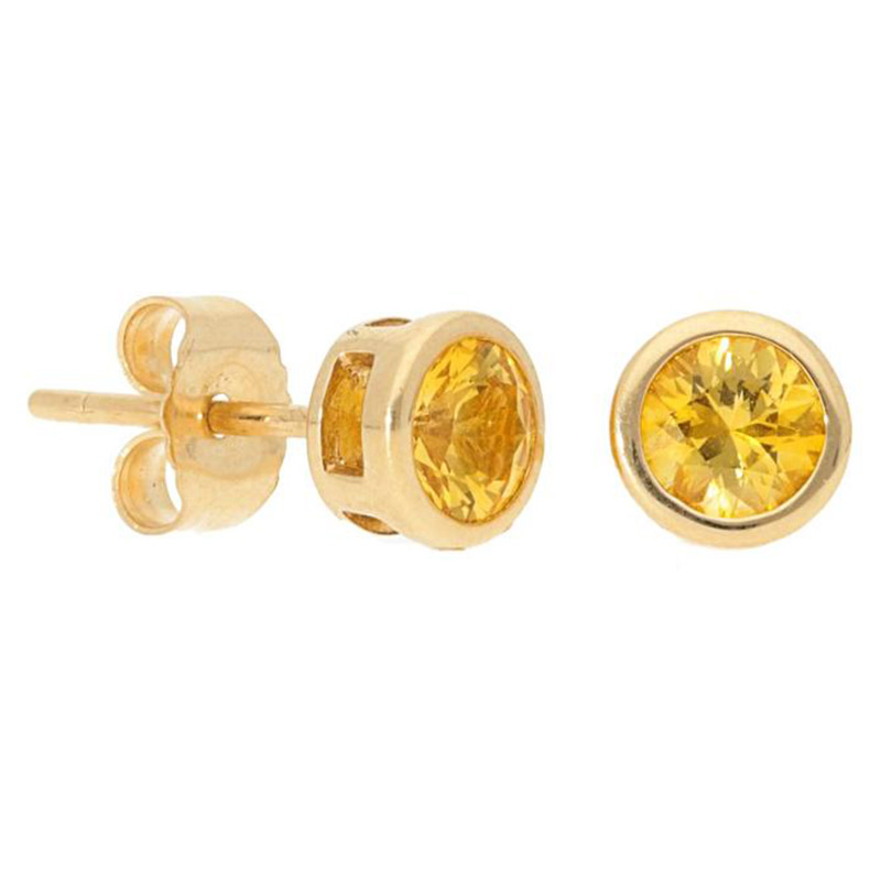 Deutsch Signature Bezel Yellow Sapphire Stud Earrings