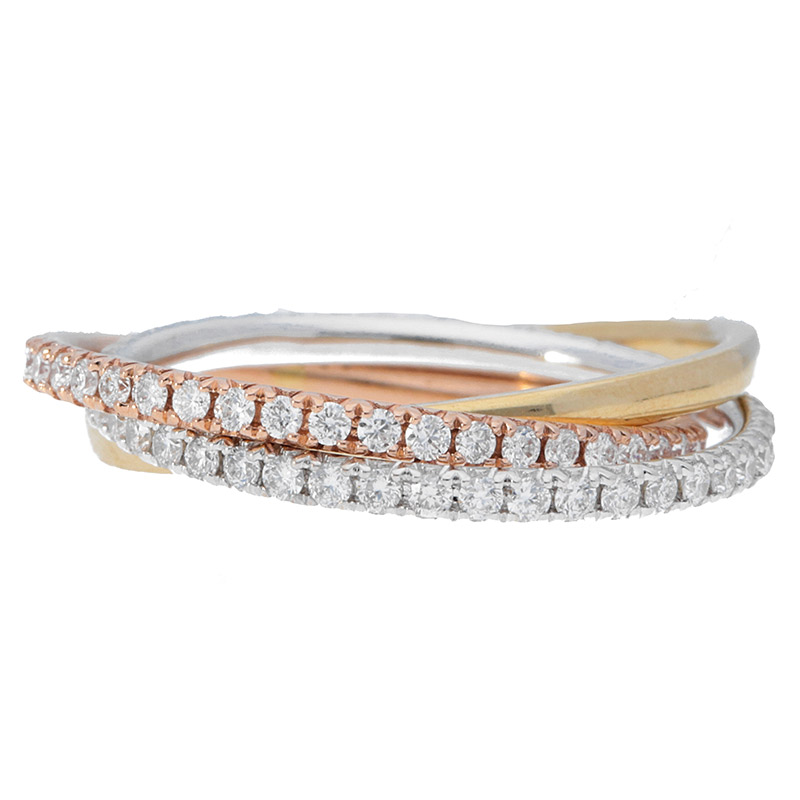 Deutsch Signature Interlocking Pave Diamond And Polished Gold Ring