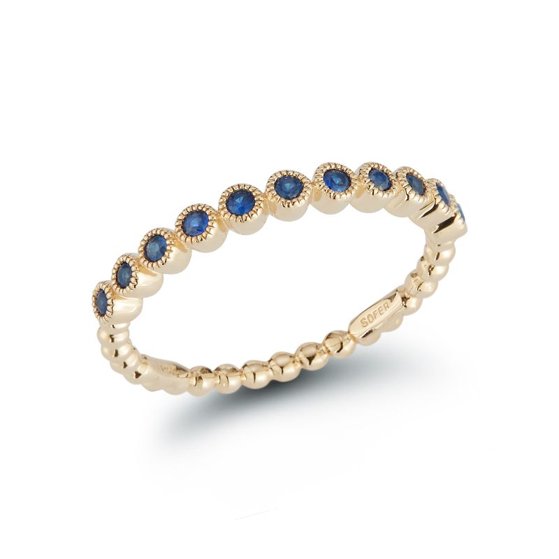 Deutsch Signature Blue Sapphire Milgrain Bezel Stackable Band