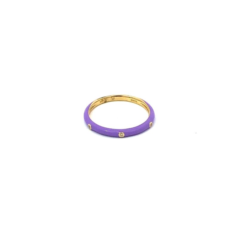 Deutsch Signature Lavender Enamel Ring with 3 Diamonds