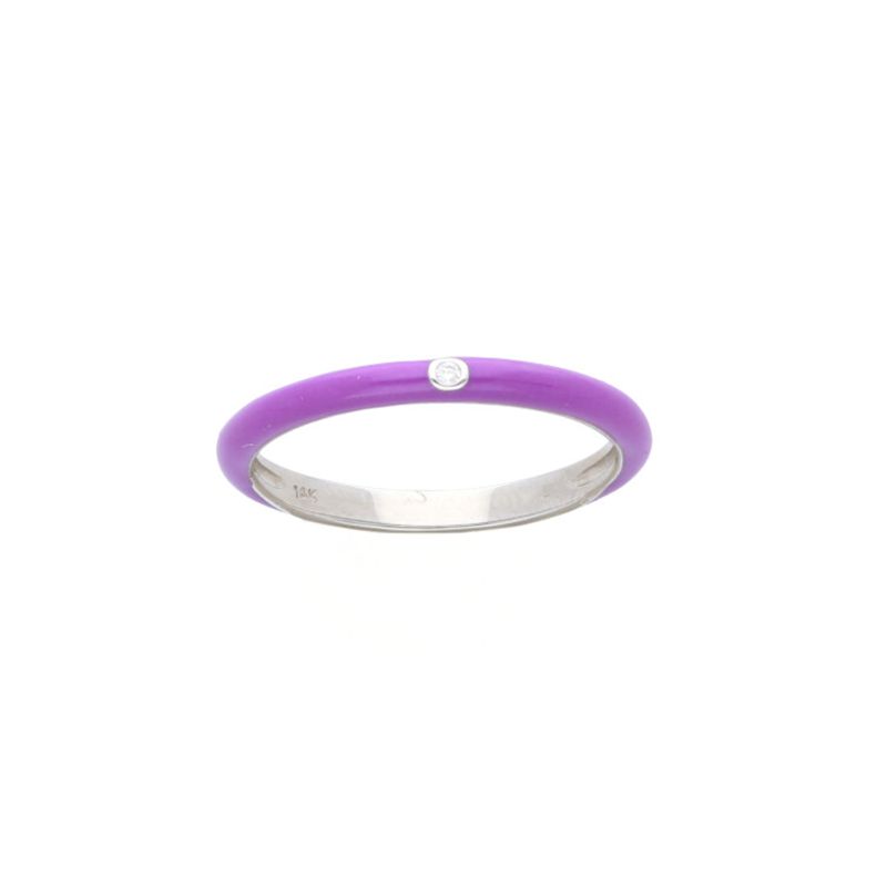 Deutsch Signature Purple Enamel Ring with One Diamond