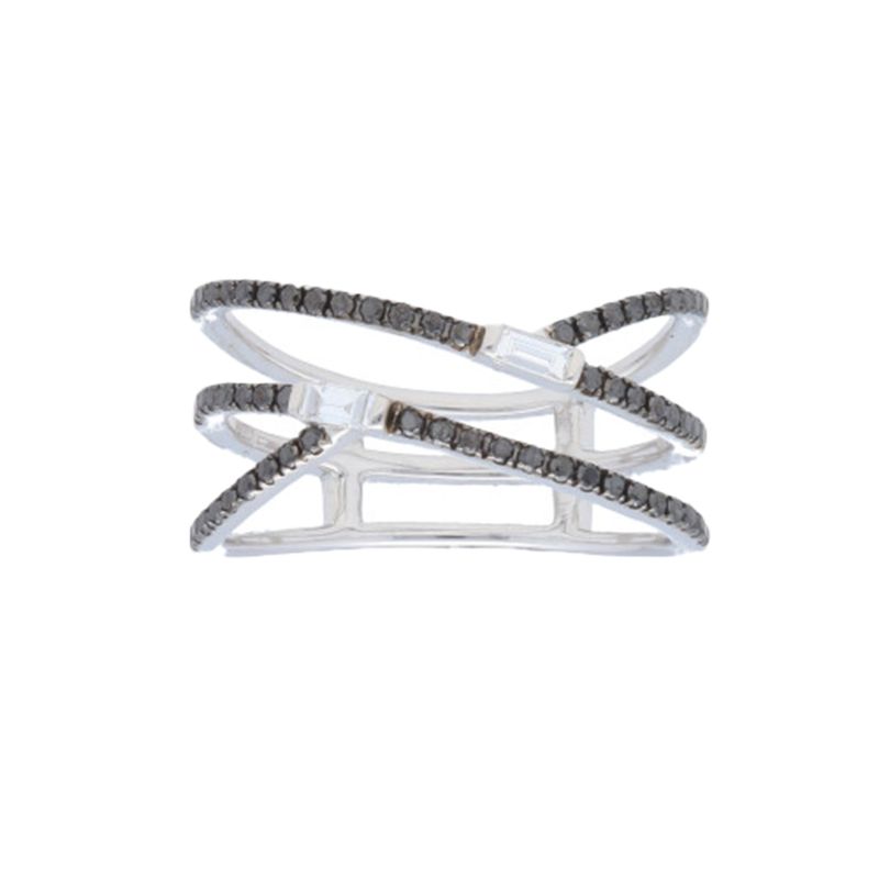 Deutsch Signature Black and White Diamond Criss Cross Ring