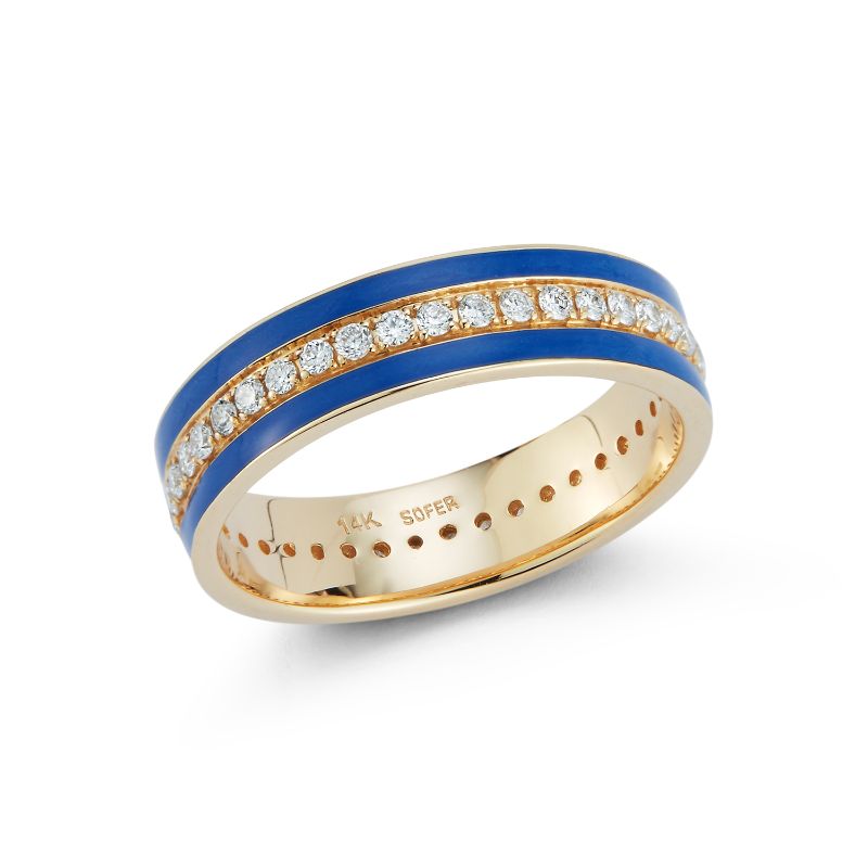 Deutsch Signature Navy Enamel Wide Diamond Eternity Band