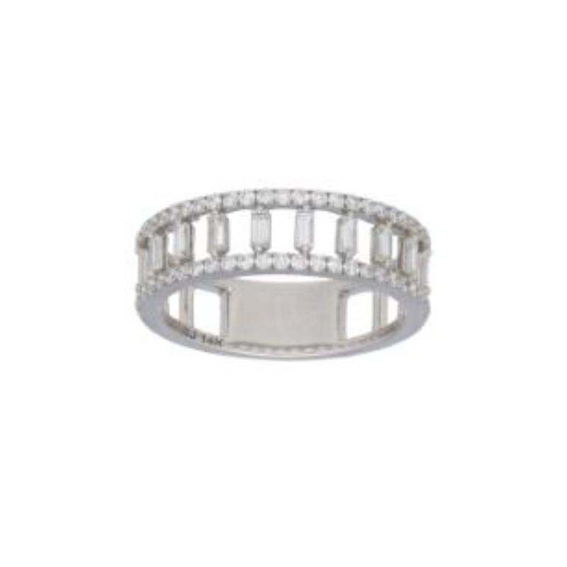 Deutsch Signature Open Baguette Diamonds with Diamond Border Ring