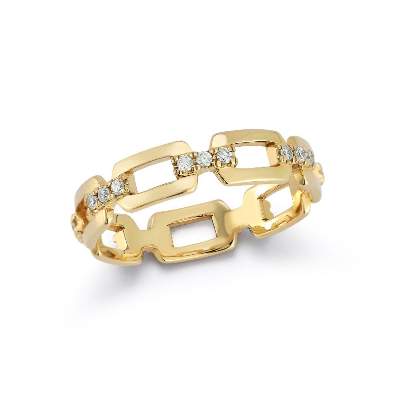 Deutsch Signature Gold Link Eternity Ring with Diamond Bars