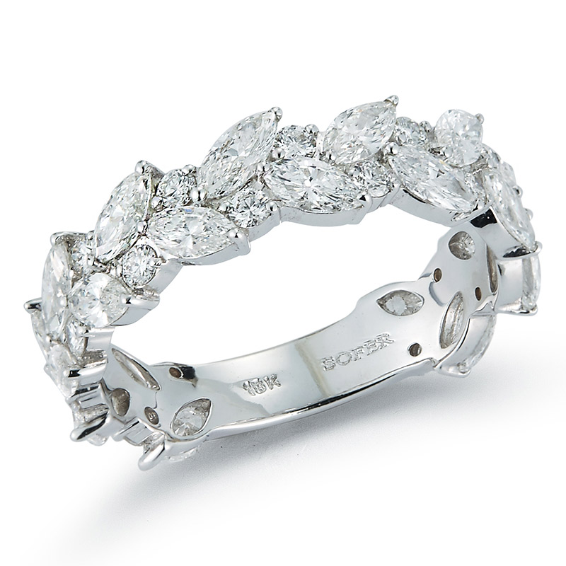 Deutsch Signature 2 Row Marquise, Round Diamond Alternating Ring