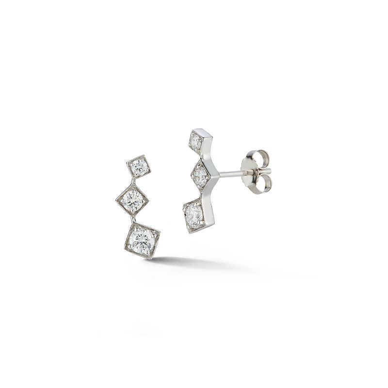 Deutsch Signature Graduated Square Shape Diamond Stud Earrings