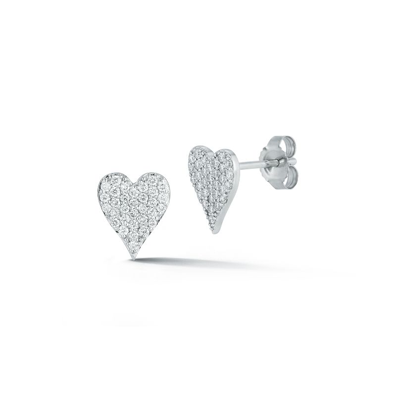 Deutsch Signature Diamond Pave Heart Stud Earrings