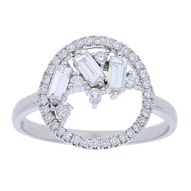 Deutsch Signature Open Circle with Baguette Diamond Ring