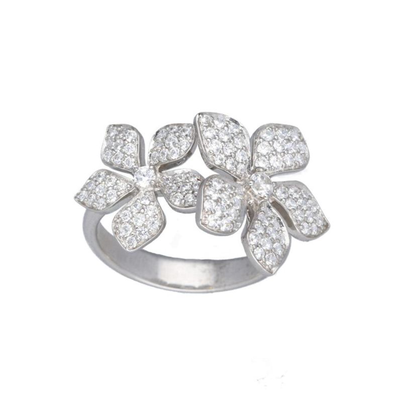 Deutsch Signature Double Flower Pave Diamond Ring