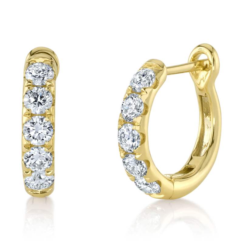 Deutsch Signature 0.81Ct Round Diamond Huggie Hoop Earrings