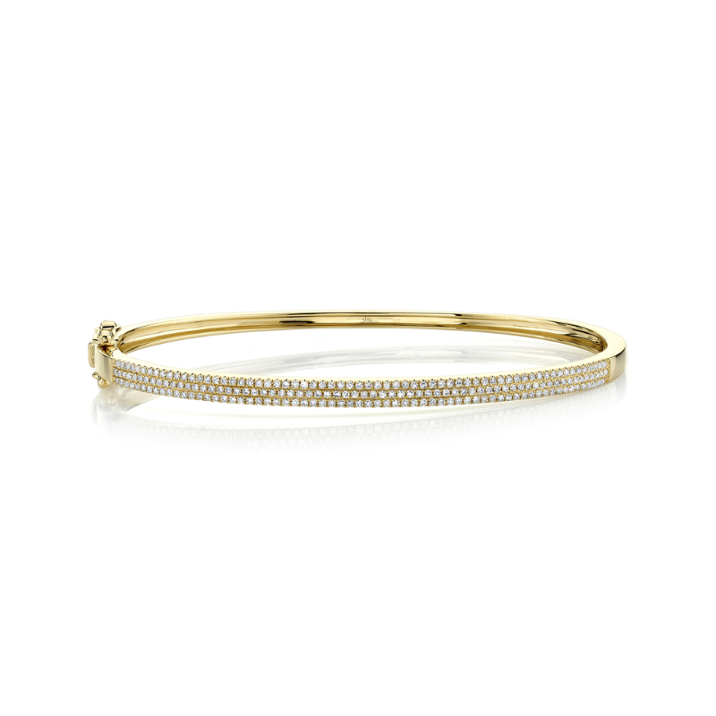 Deutsch Signature 0.52Ct Round Diamond 3 Row Pave Top Bangle Bracelet