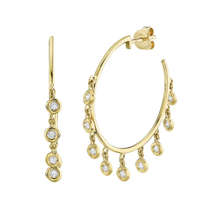 Deutsch Signature 0.45Ct Round Diamond Bz Set Dangle Shaker Hoop Earrings