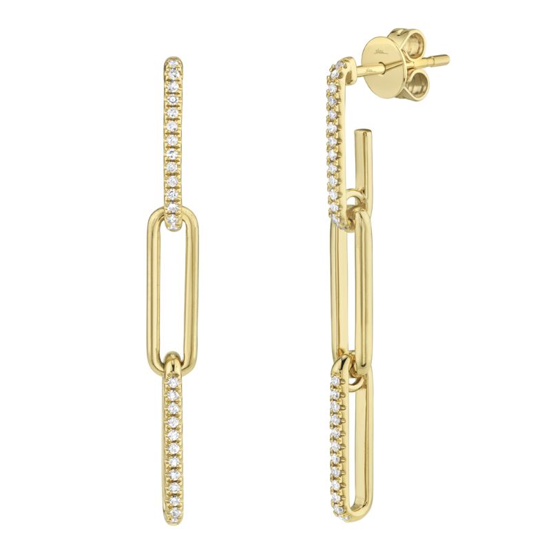 Deutsch Signature Diamond Pave Paper Clip Links Earrings